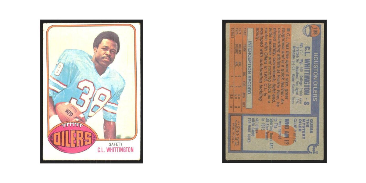 C.L. Whittington 1976 Topps #138 Houston Oilers Football Card EX