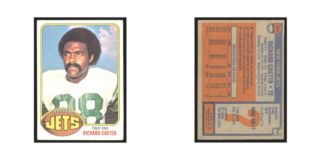 Richard Caster 1976 Topps #244 New York Jet Football Card EX