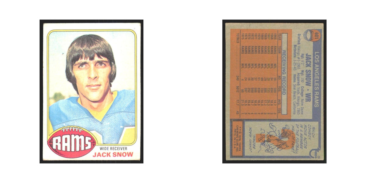 Jack Snow 1976 Topps #401 Los Angeles Rams Football Card EX