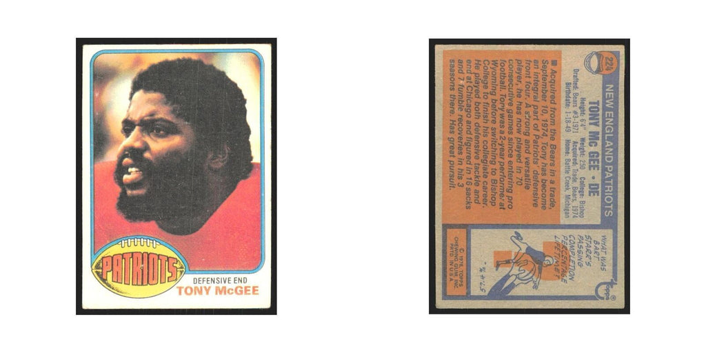Tony McGee 1976 Topps #224 New England Patriots Football Card EX