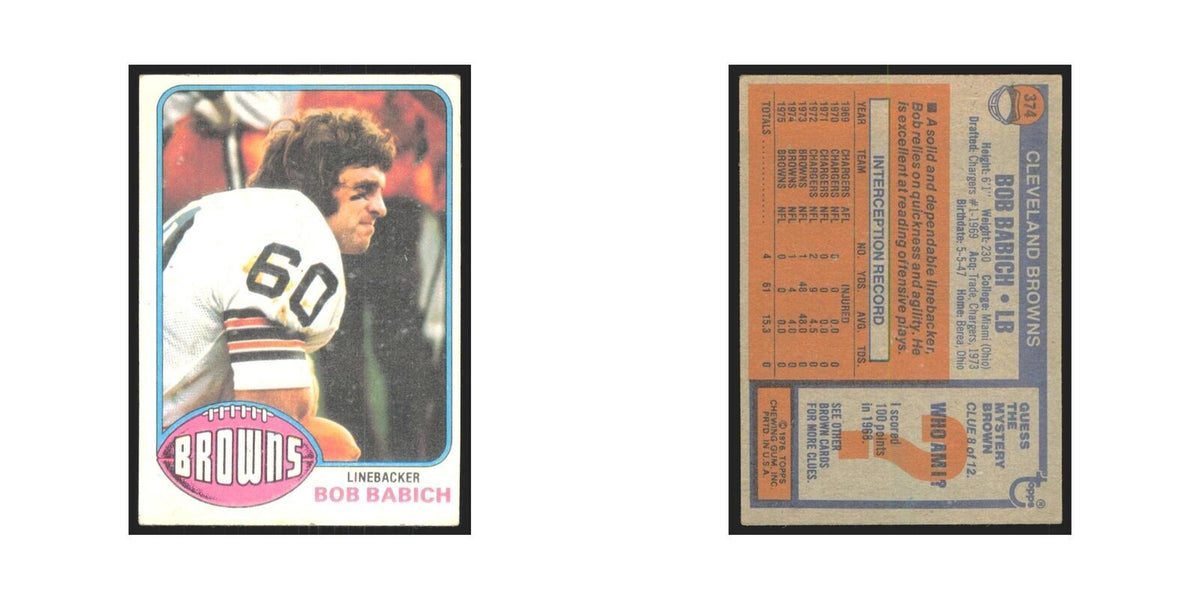 bob Babich 1976 Topps #374 Cleveland Browns Football Card EX