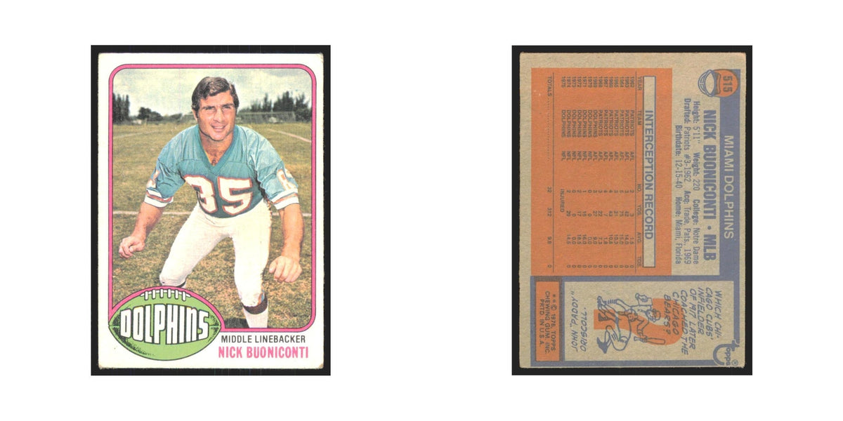 Nick Buoniconti 1976 Topps #515 Miami Dolphins Football Card EX