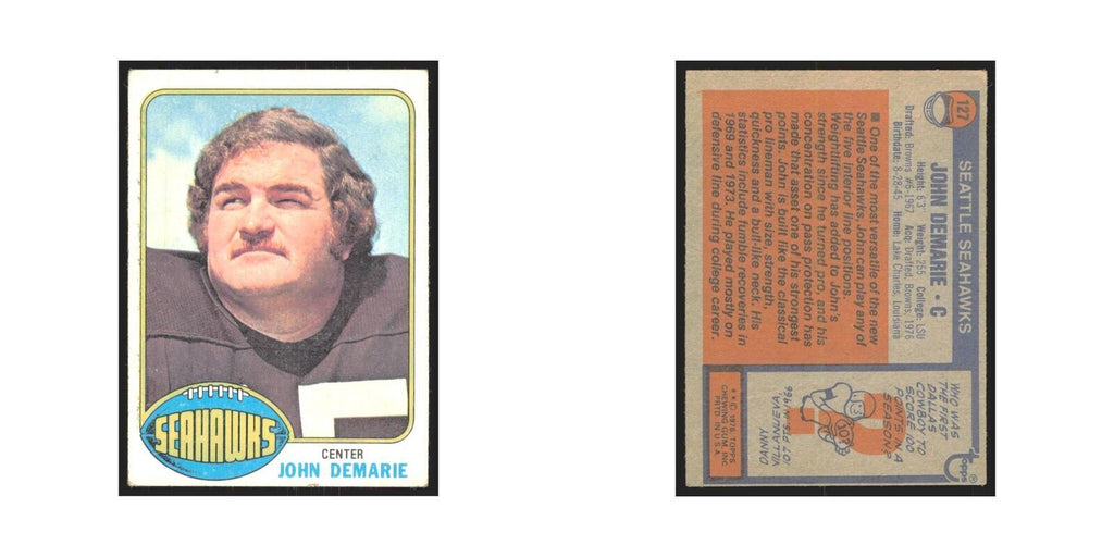 John Demarie 1976 Topps #127 Seattle Seahawks Football Card EX