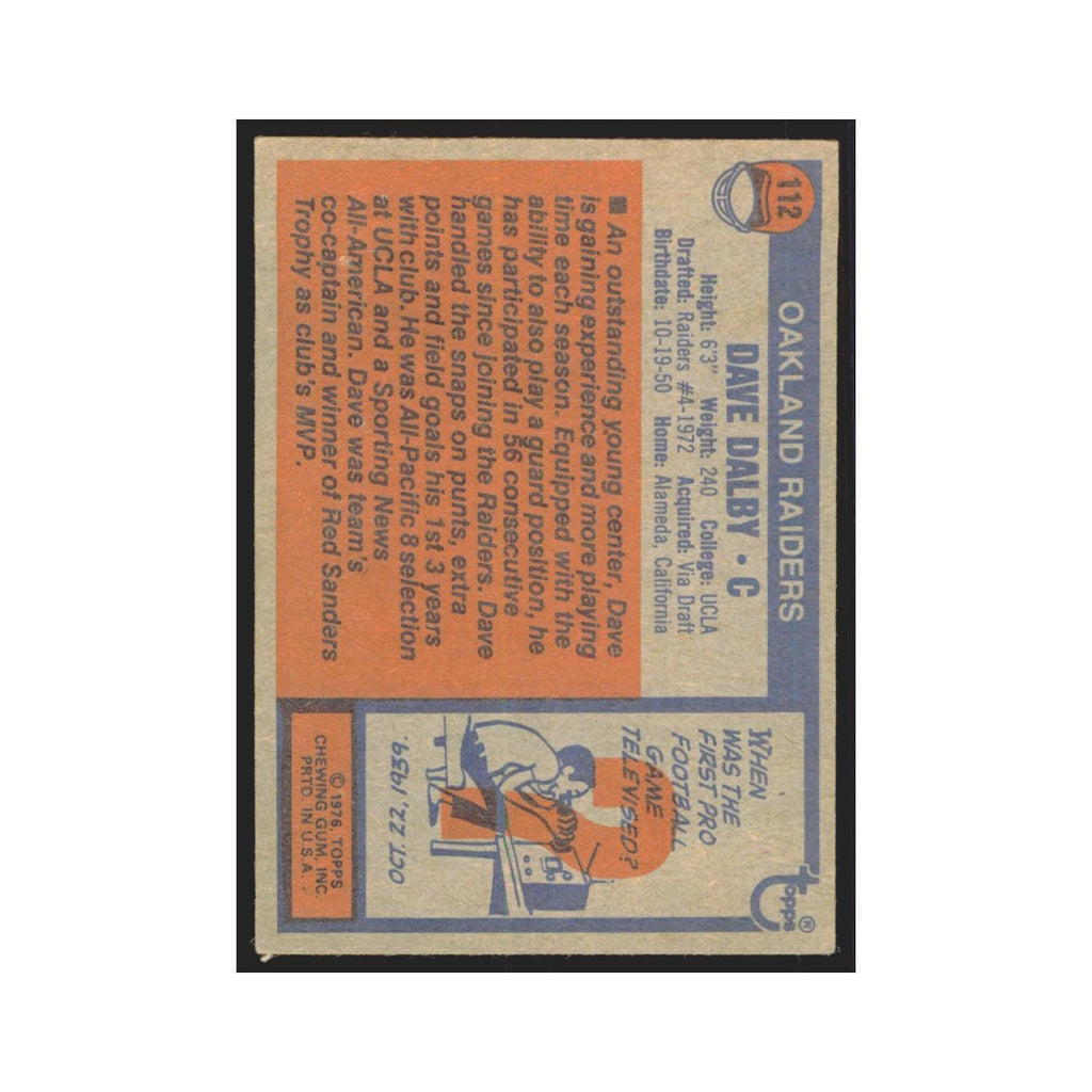 Dave Dalby 1976 Topps #112 Oakland Raiders Football Card EX
