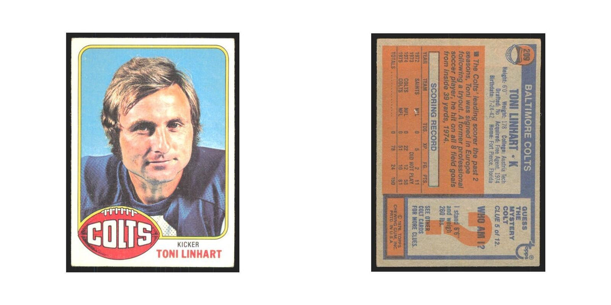 Toni Linhart 1976 Topps #209 Baltimore Colts Football Card EX
