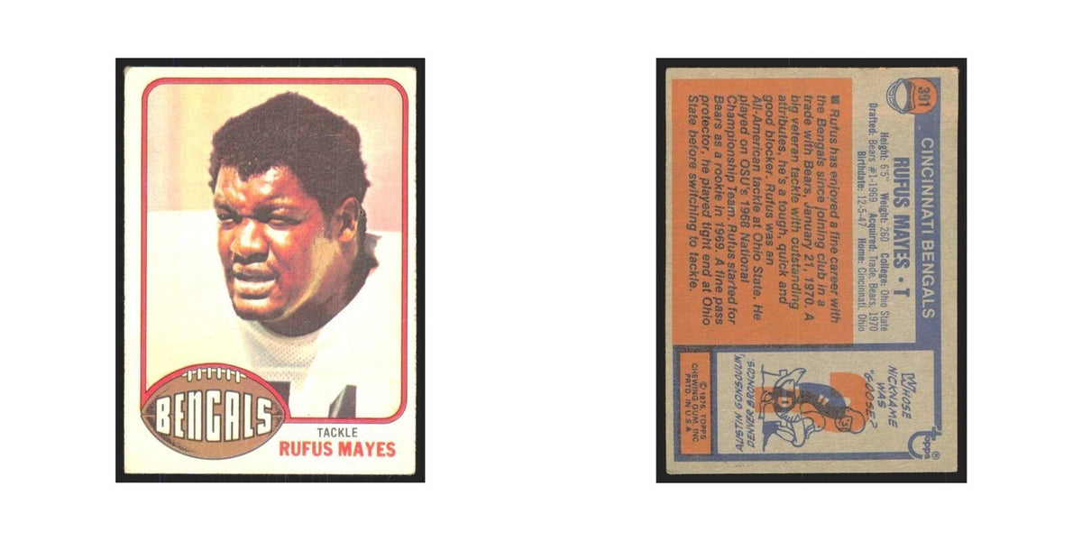 Rufus Mayes 1976 Topps #391 Cincinnati Bengals Football Card EX