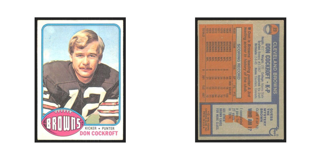 Don Cockroft 1976 Topps #23 Cleveland Browns Football Card EX