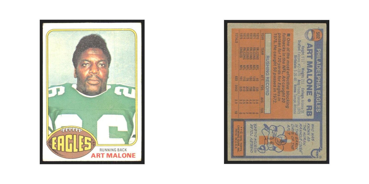 Art Malone 1976 Topps #502 Philadelphia Eagles Football Card EX