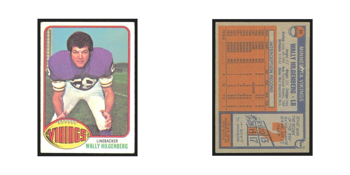Wally Hilgenberg 1976 Topps #84 Minnesota Vikings Football Card EX