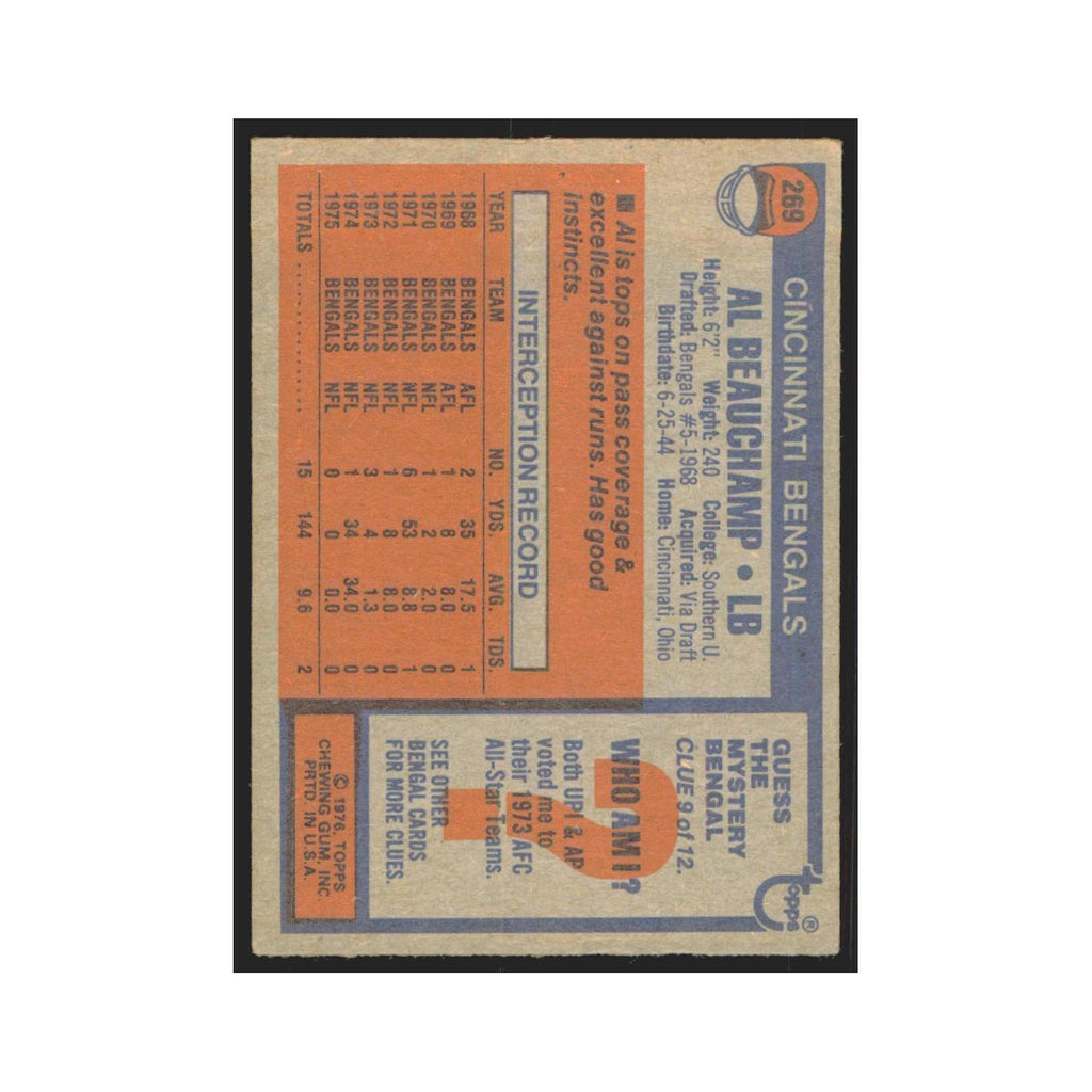 Al Beauchamp 1976 Topps #269 Cincinnati Bengals Football Card EX