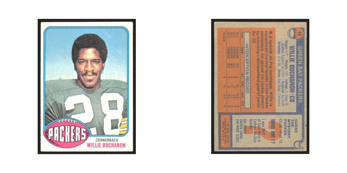 Willie Buchanon 1976 Topps #19 Green Bay Packers Football Card EX