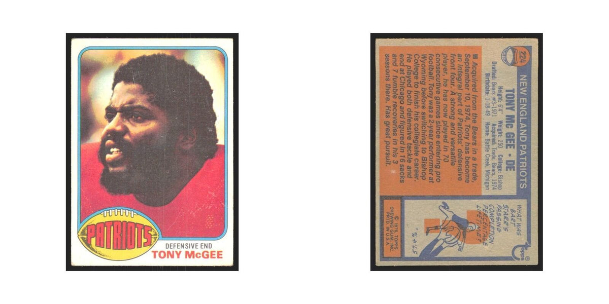 Tony McGee 1976 Topps #224 New England Patriots Football Card EX