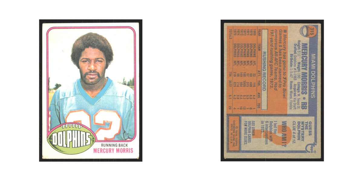 Mercury Morris 1976 Topps #315 Miami Dolphins Football Card EX