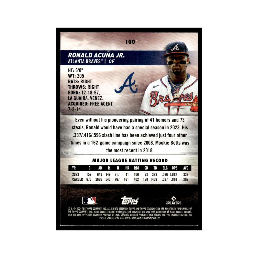 Ronald Acuña Jr. 2024 Topps Stadium Club #100 Baseball Card NM