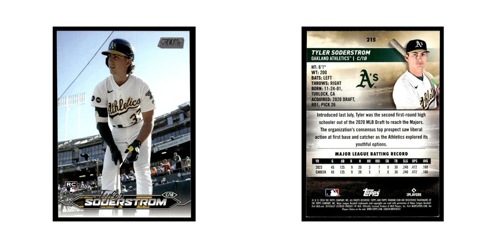Tyler Soderstrom Rookie 2024 Topps Stadium Club #215 Baseball Card NM