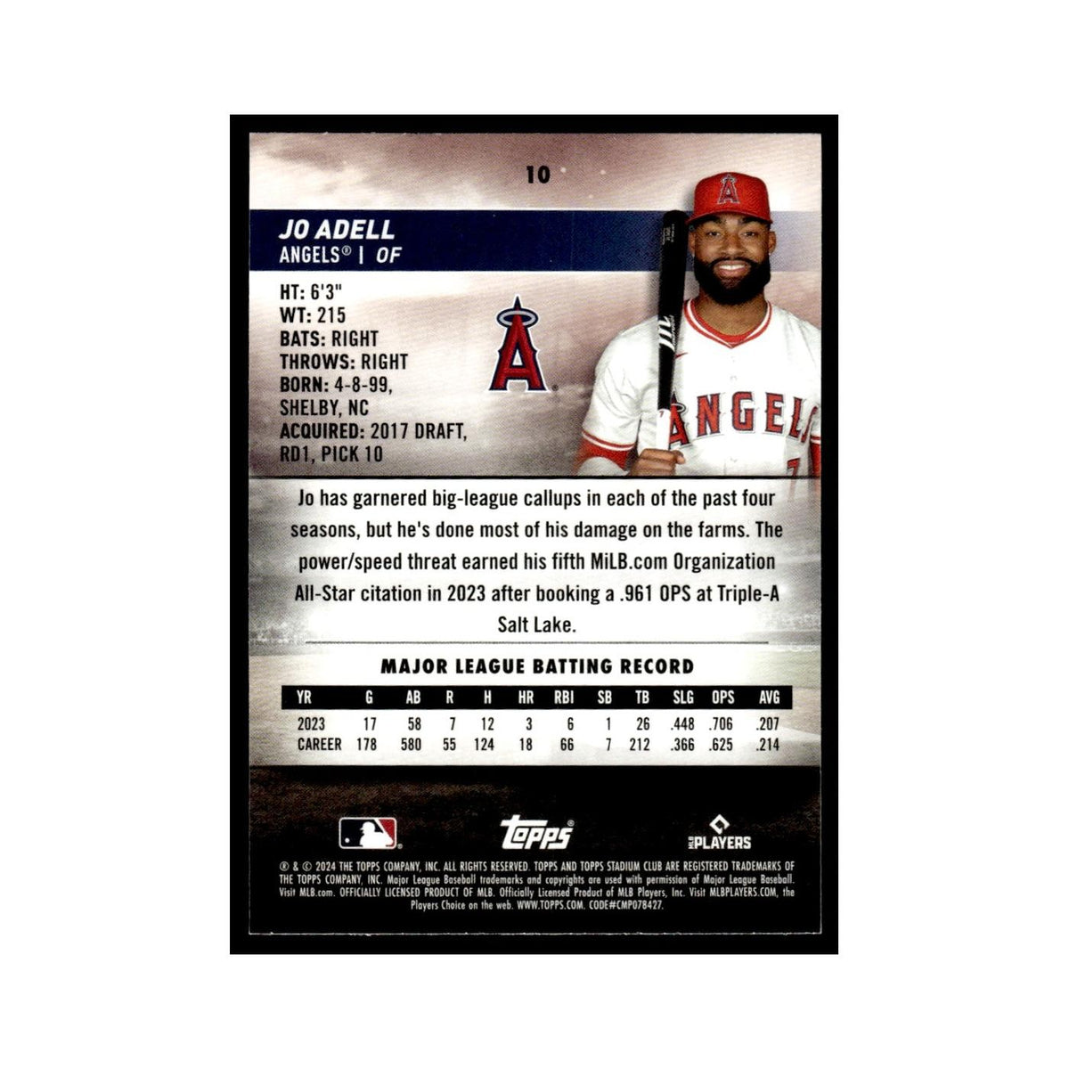 Jo Adell 2024 Topps Stadium Club Red #10 Baseball Card NM