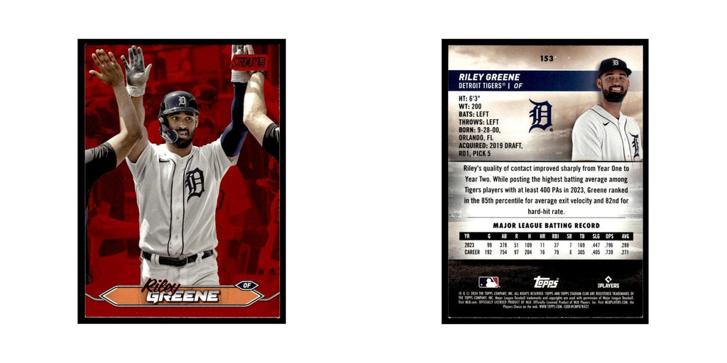 Riley Greene 2024 Topps Stadium Club Red #153 Baseball Card NM