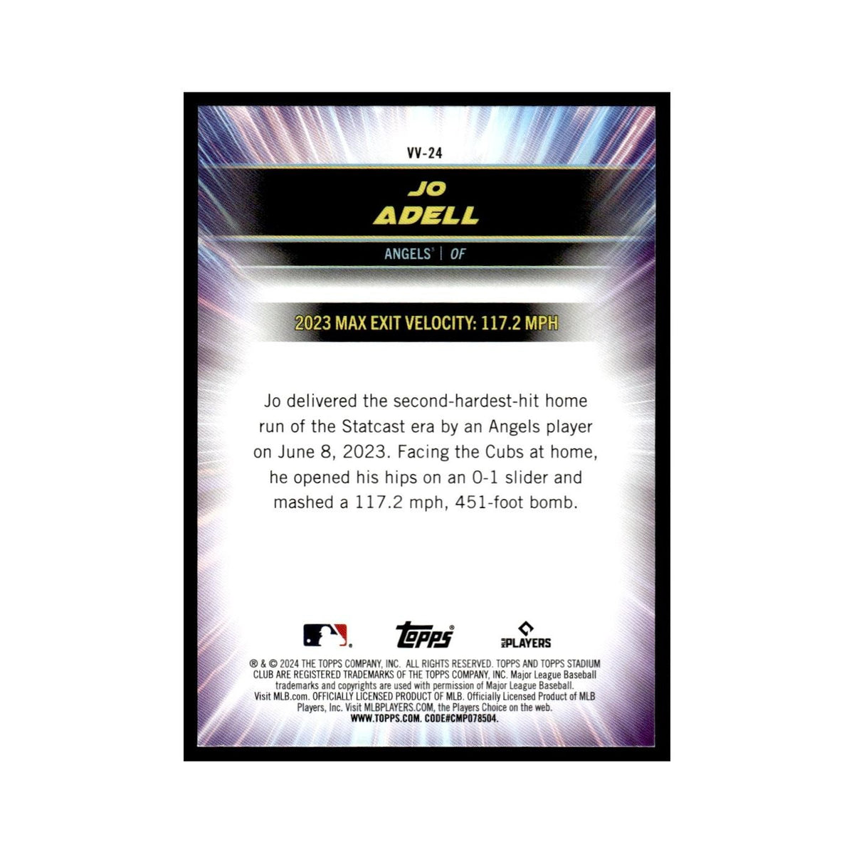 Jo Adell 2024 Topps Stadium Club #VV-24 Baseball Card NM