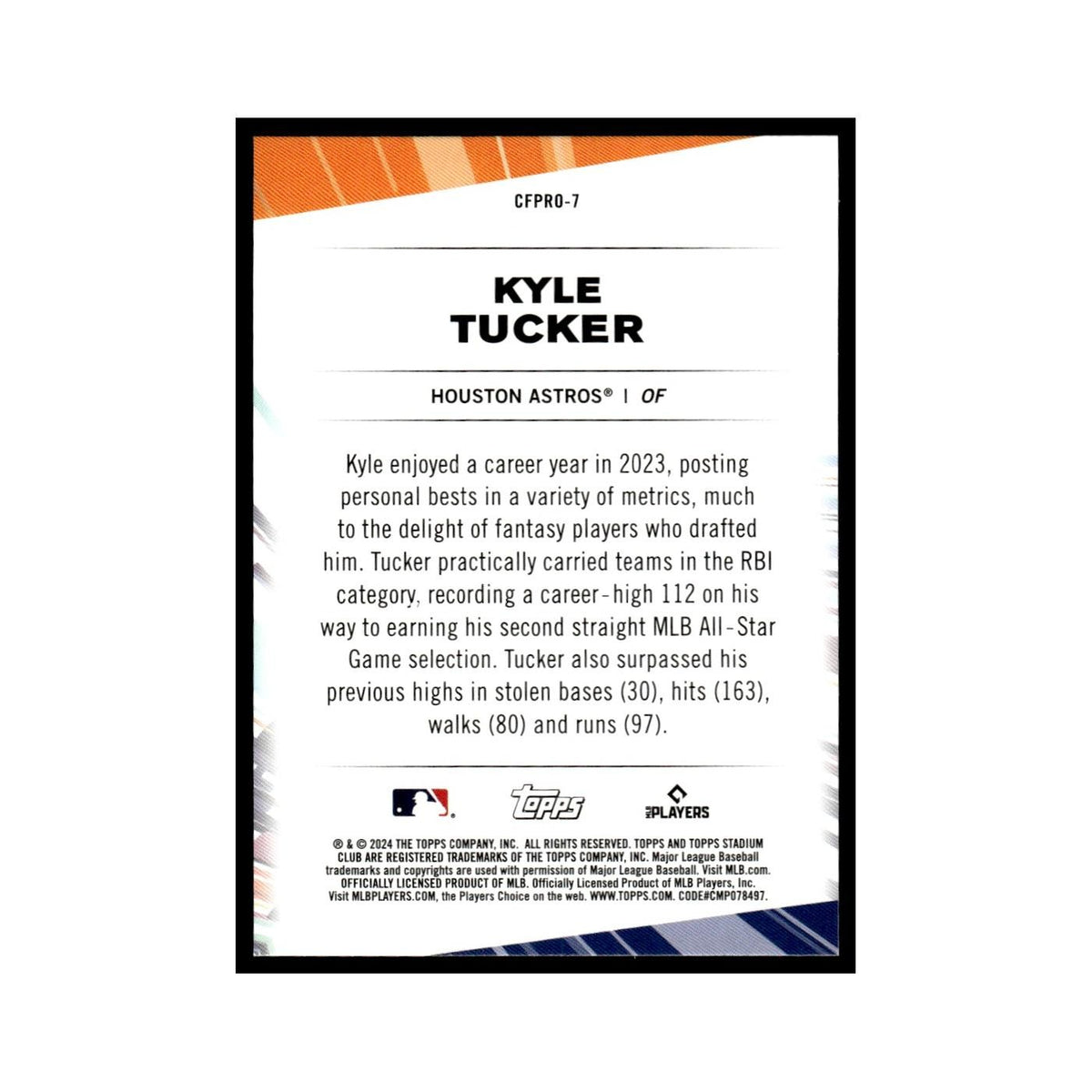 Kyle Tucker 2024 Topps Stadium Club #CFPRO-7 Baseball Card NM