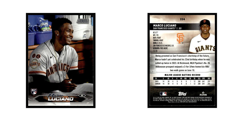 Marco Luciano Rookie 2024 Topps Stadium Club #224 Baseball Card NM