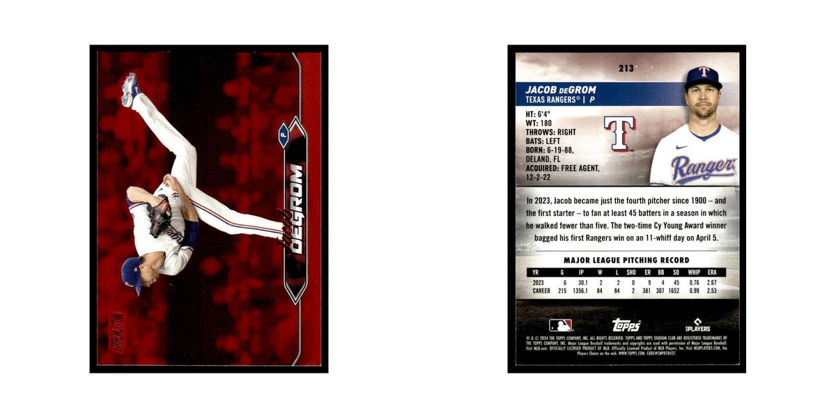 Jacob Degrom 2024 Topps Stadium Club Red #213 Baseball Card NM