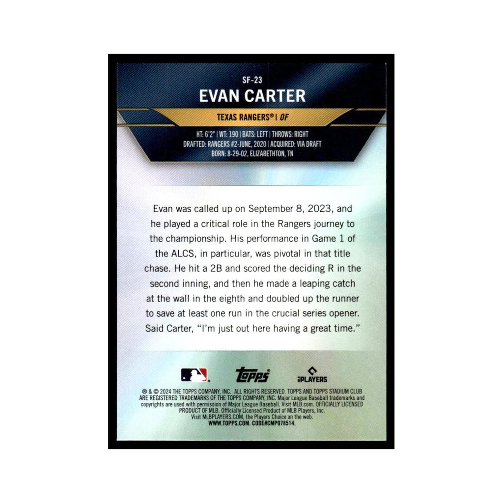 Evan Carter Rookie 2024 Topps Stadium Club #SF-23 Baseball Card NM