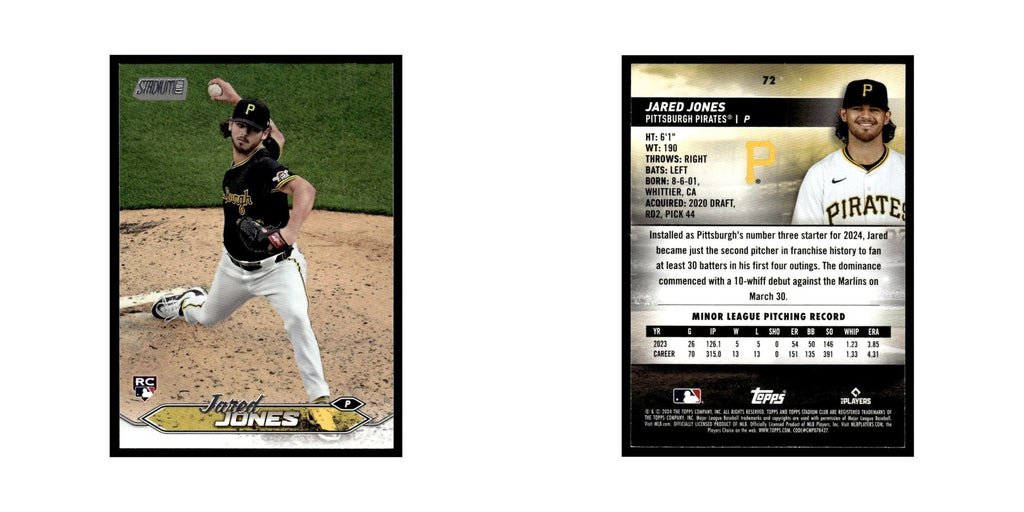 Jared Jones Rookie 2024 Topps Stadium Club #72 Baseball Card NM