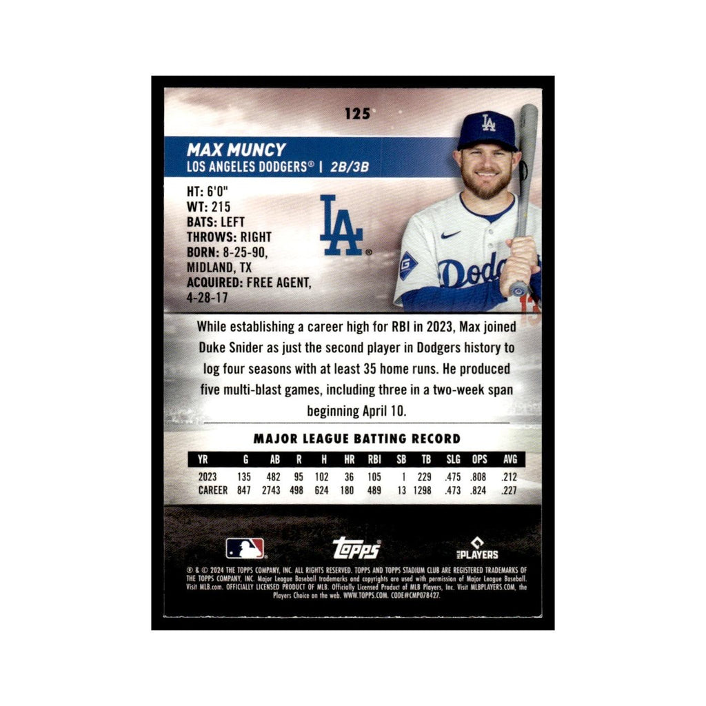 Max Muncy 2024 Topps Stadium Club Red #125 Baseball Card NM