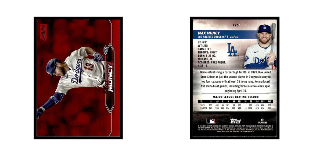 Max Muncy 2024 Topps Stadium Club Red #125 Baseball Card NM