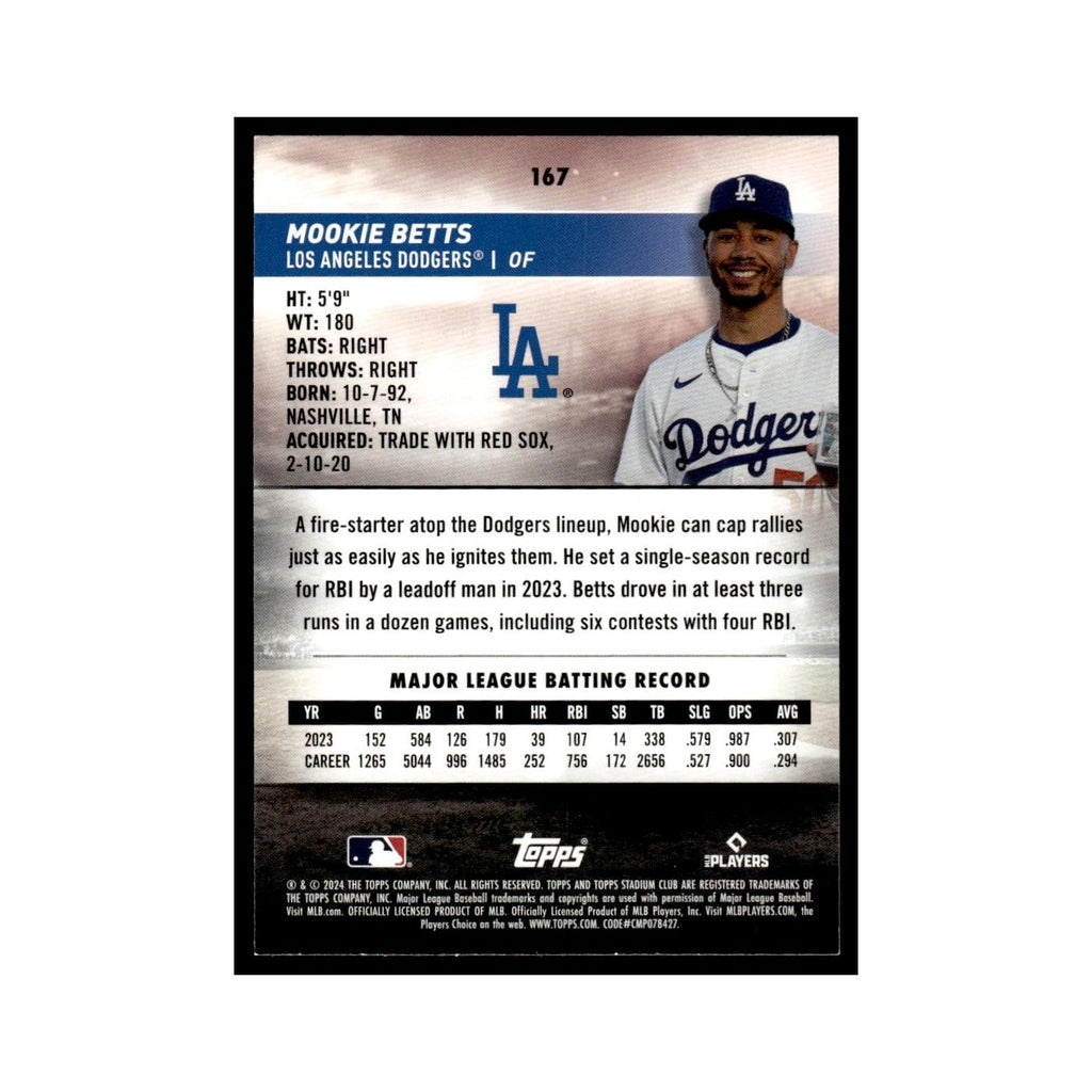 Mookie Betts 2024 Topps Stadium Club #167 Baseball Card NM