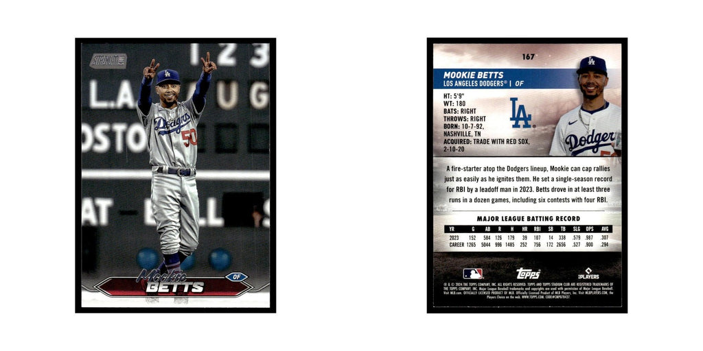 Mookie Betts 2024 Topps Stadium Club #167 Baseball Card NM