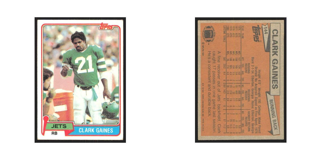 Clark Gaines 1981 Topps #144 New York Jets Football Card NM
