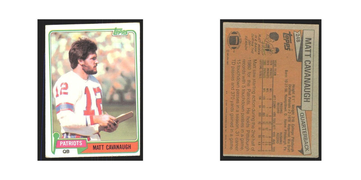 Matt Cavanaugh 1981 Topps #248 New England Patriots Football Card NM