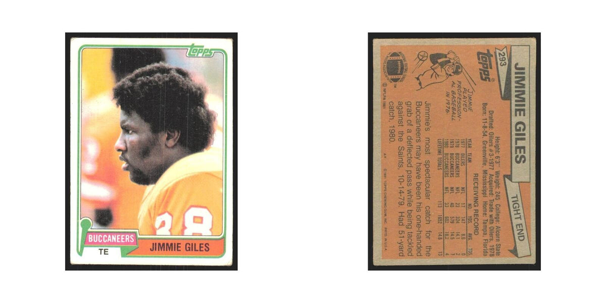 Jimmie Giles 1981 Topps #293 Tampa Bay Buccaneers Football Card NM