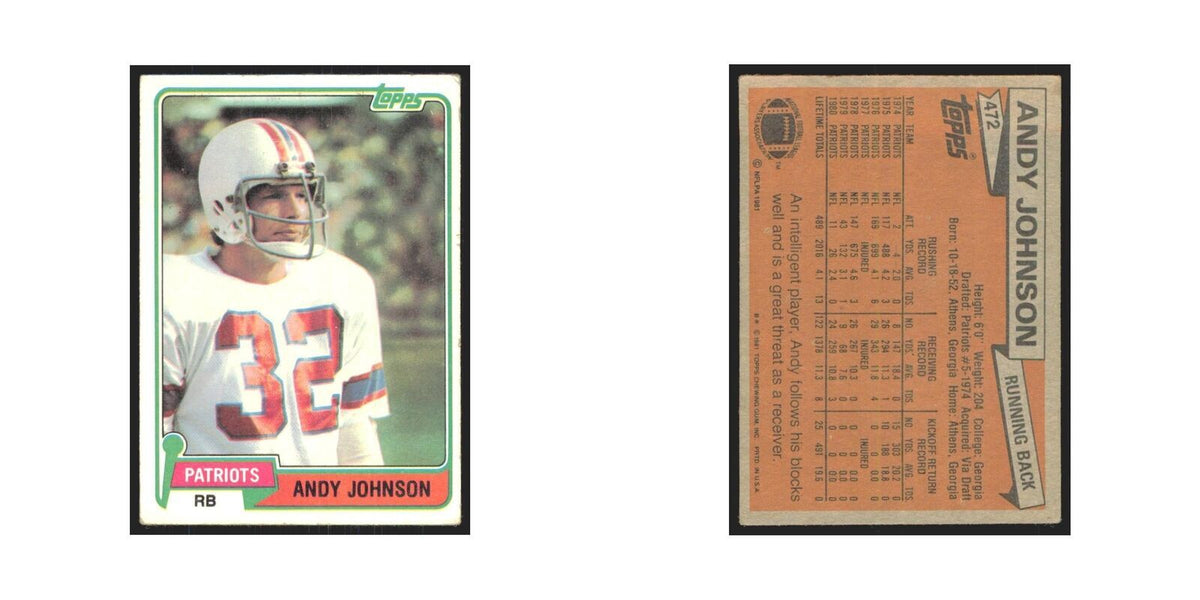 Andy Johnson 1981 Topps #472 New England Patriots Football Card NM
