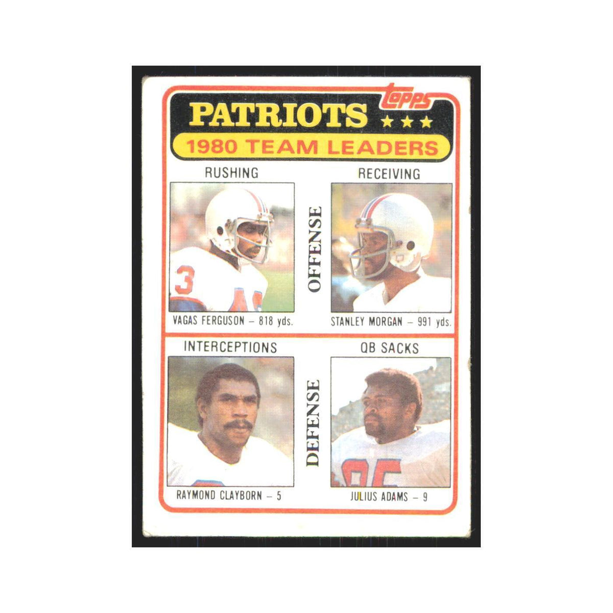 Vagas Ferguson Stanley Morgan Raymond Clayborn Julius Adams 1981 Topps #94 NM