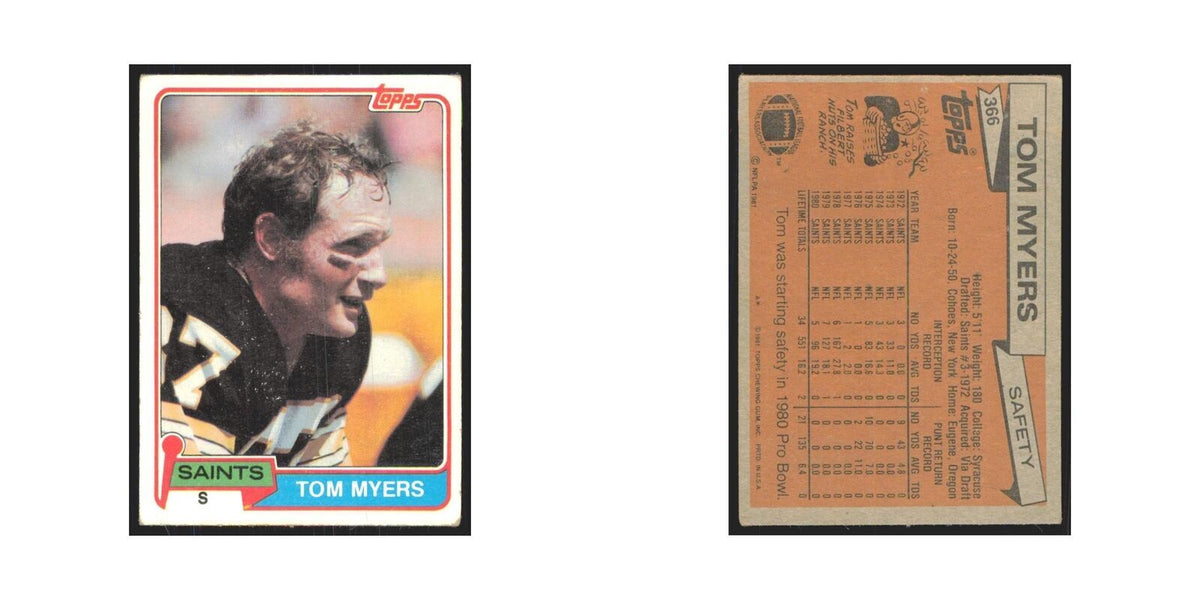 Tom Myers 1981 Topps #366 New Orleans Saints Football Card NM
