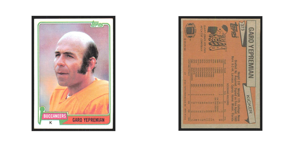 Garo Yepremian 1981 Topps #373 Tampa Bay Buccaneers Football Card NM