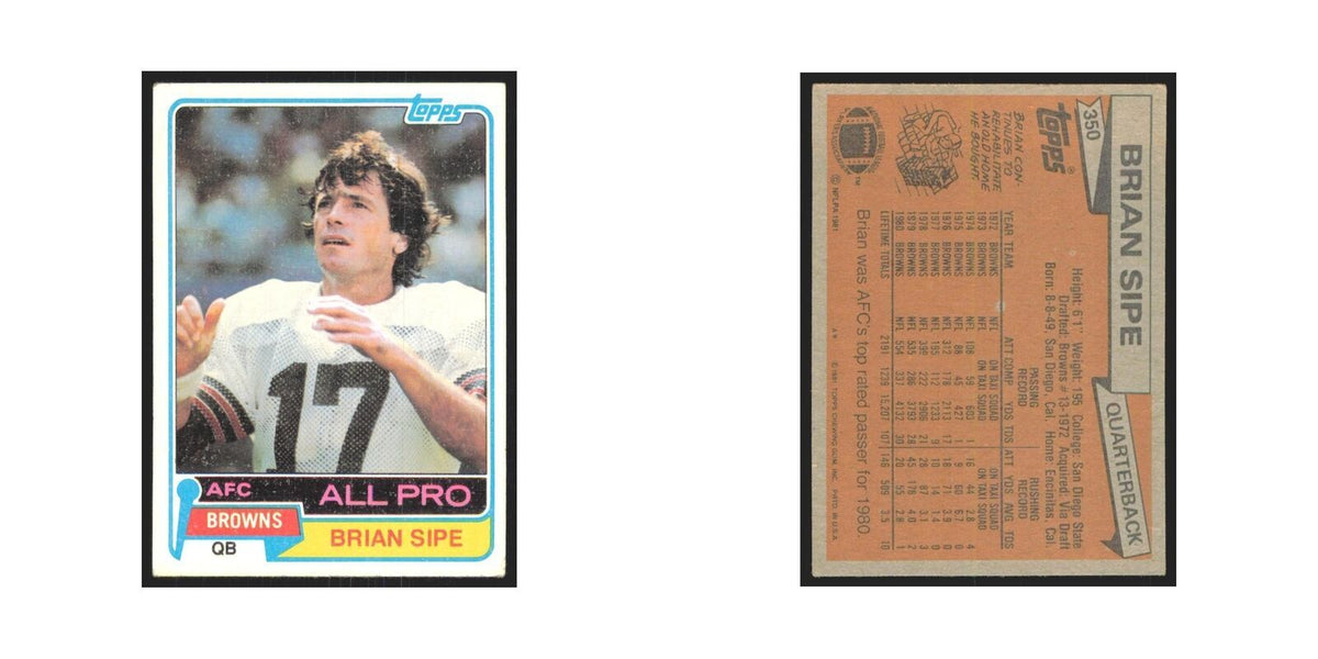 Brian Sipe 1981 Topps #350 Cleveland Browns Football Card NM