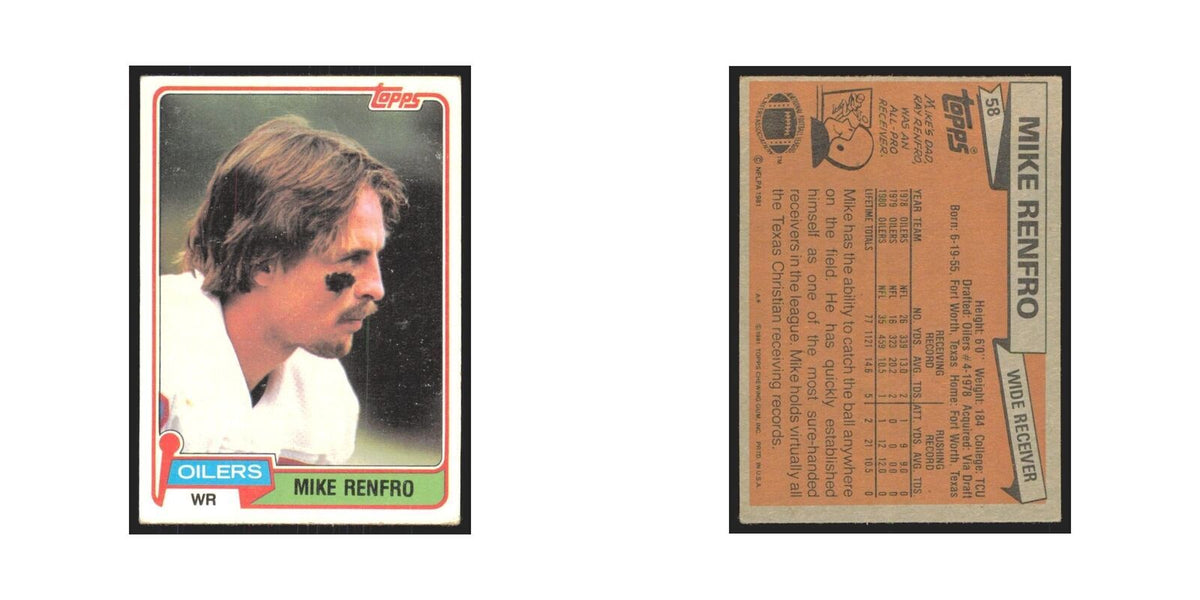 Mike Renfro 1981 Topps #58 Houston Oilers Football Card NM