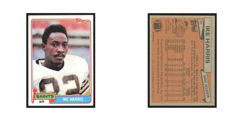 Ike Harris 1981 Topps #91 New Orleans Saints Football Card NM