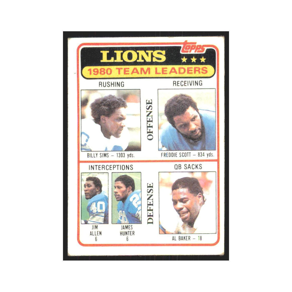 Billy Sims Freddie Scott Jim Allen James Hunter Al Baker 1981 Topps #338 NM