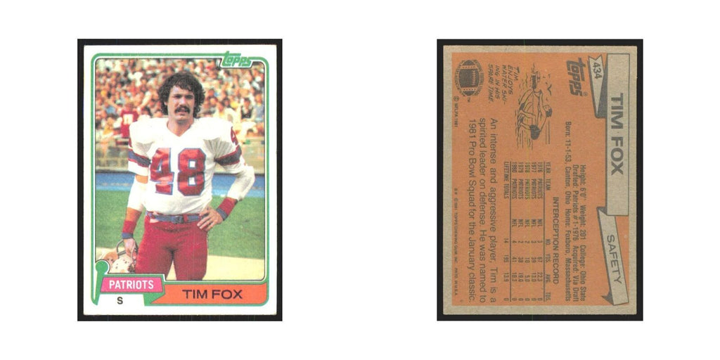 Tim Fox 1981 Topps #434 New England Patriots Football Card NM