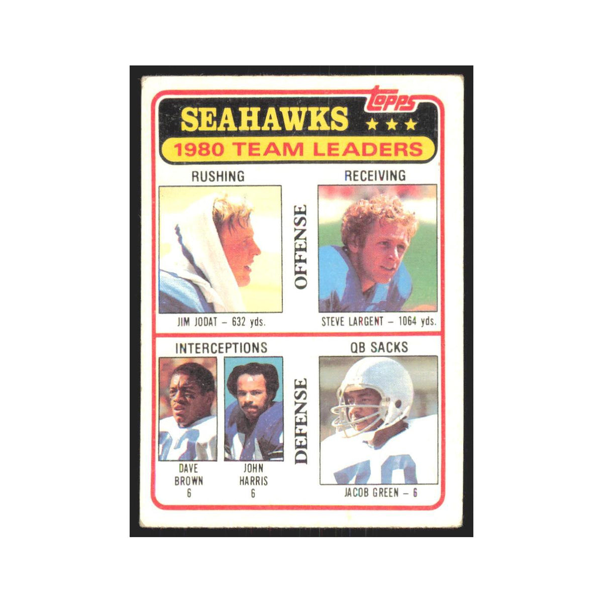 Jim Jodat Steve Largent Dave Brown John Harris Jacob Green 1981 Topps #19 NM