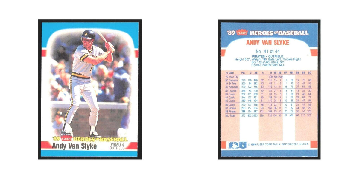 Andy Van Slyke 1989 Fleer Heroes of Baseball #41.0 Pittsburgh Pirates NM