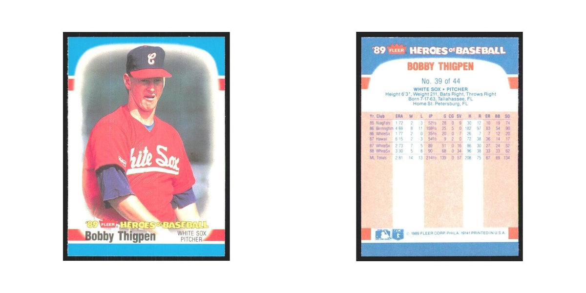 Bobby Thigpen 1989 Fleer Heroes of Baseball #39.0 Chicago White Sox NM