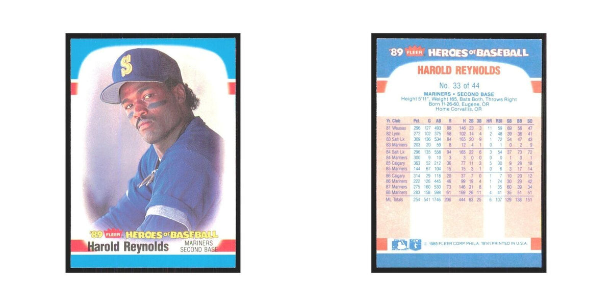 Harold Reynolds 1989 Fleer Heroes of Baseball #33.0 Seattle Mariners NM