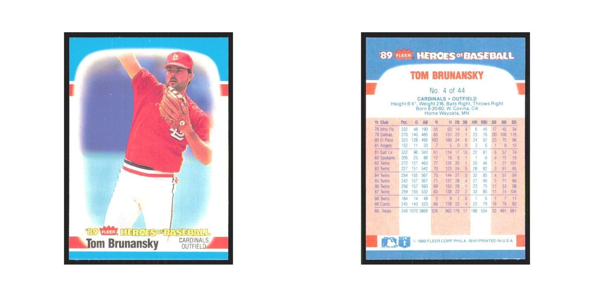 Tom Brunansky 1989 Fleer Heroes of Baseball #4.0 St. Louis Cardinals NM