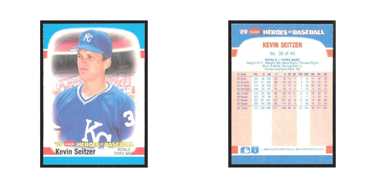 Kevin Seitzer 1989 Fleer Heroes of Baseball #36.0 Kansas City Royals NM