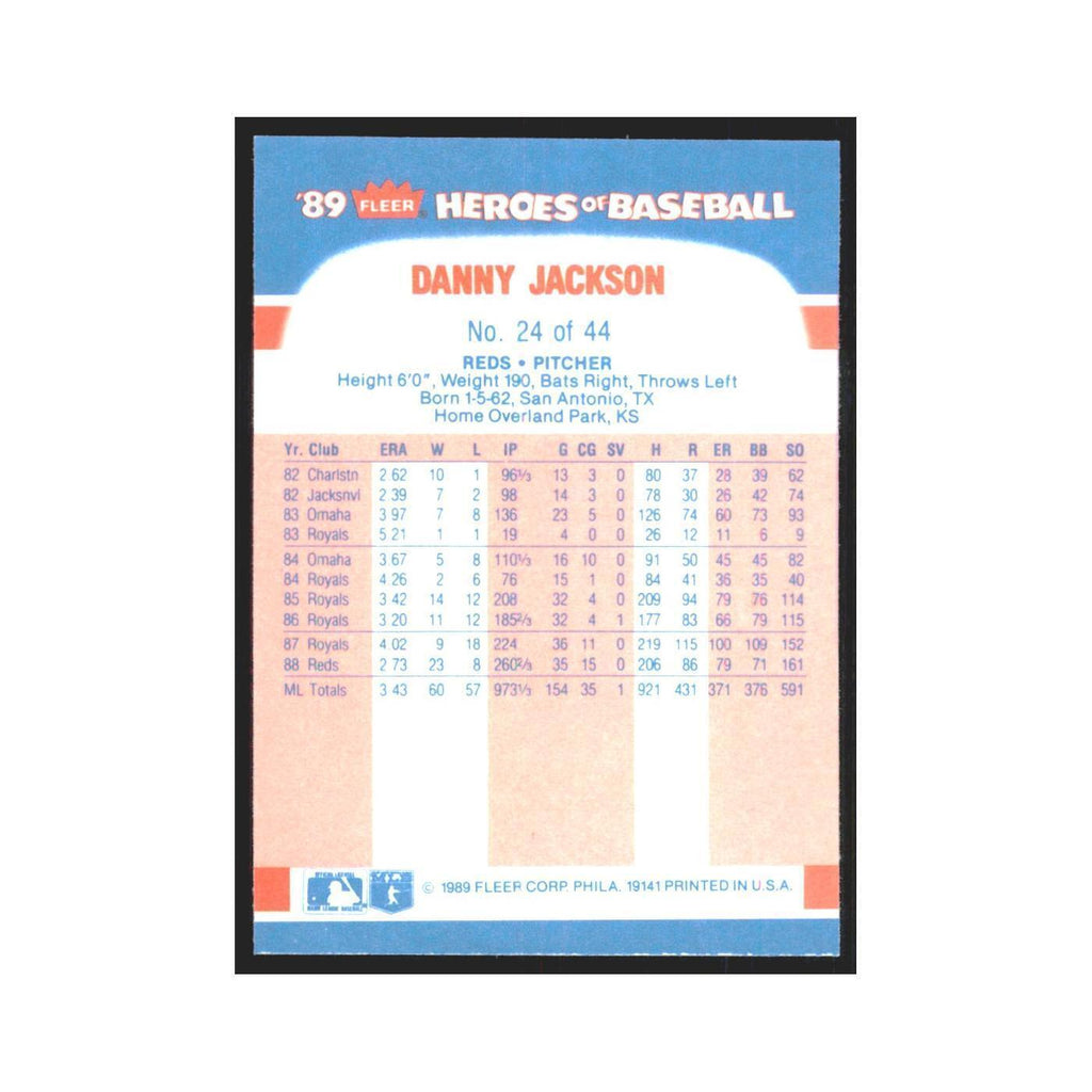 Danny Jackson 1989 Fleer Heroes of Baseball #24.0 Cincinnati Reds NM